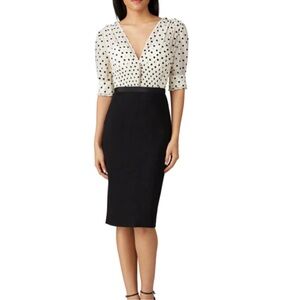 Catherine Deane Polka Dot Bodice Dress pencil skirt